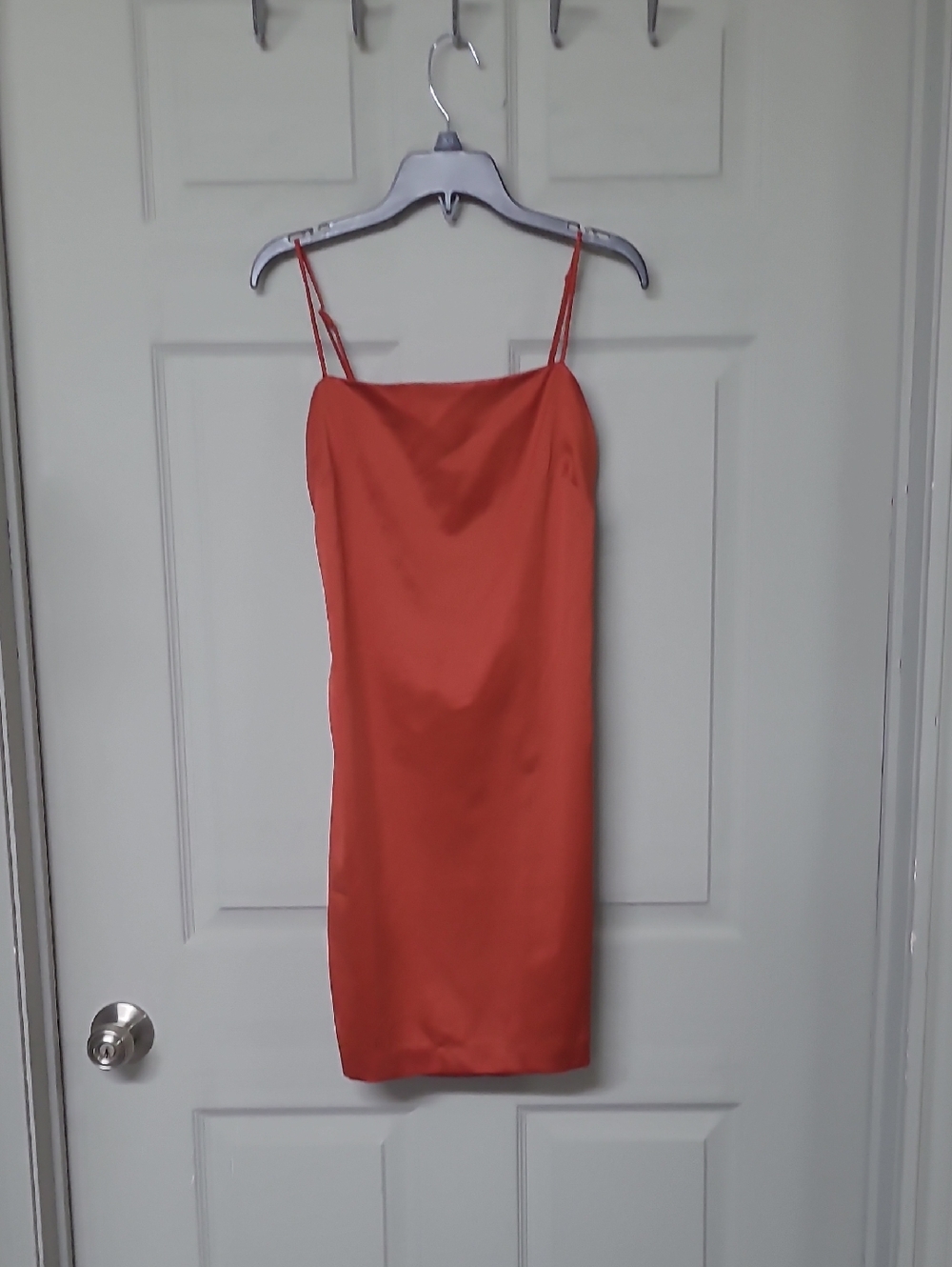 Dynamite Sleek Open Back Satin Mini Slip Dress Fire Finch XS NWT
